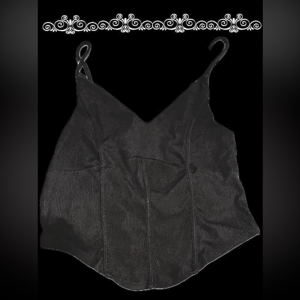 Black Ribbed Corset Top
